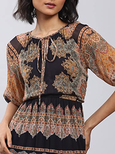 Label RITU KUMAR Black Printed Maxi Dress