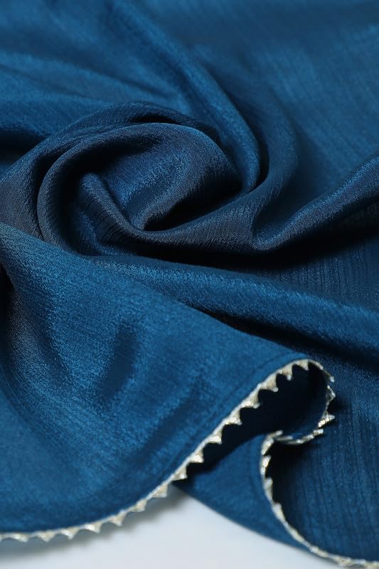 Soch Womens Teal Chinon Blend Embellished U Neck Gown with Sequins