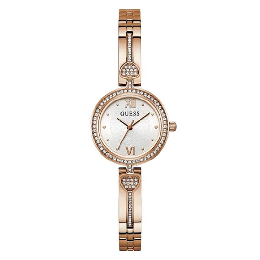 GUESS Stainless Steel Women White Analog Round Dial Watch- Gw0655L3, Pink Band