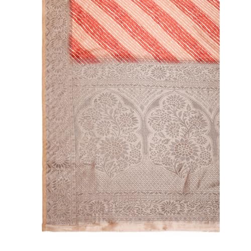 Kalyan Silks Women's Wood Red Tusser Silk Saree With Zary Border With Full Off Zary Work Blouse