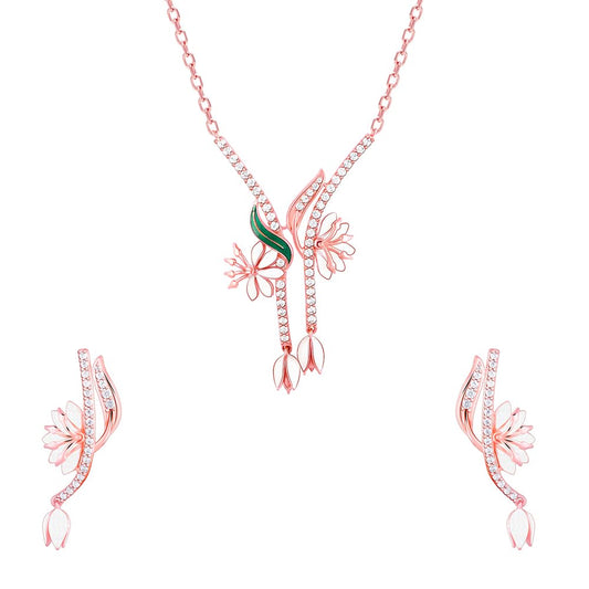 GIVA 925 Silver Bhumi Rose Gold Snowy Safed Musli Set|Gifts for Women and Girls | With Certificate of Authenticity and 925 Stamp | 6 Months Warranty*