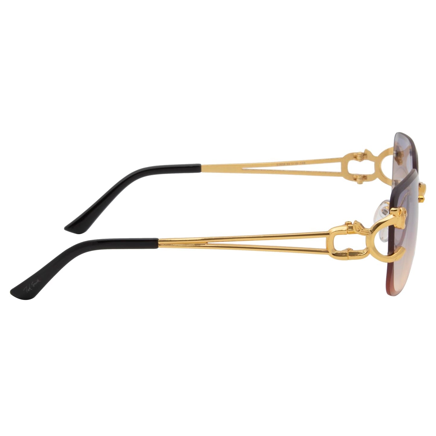 Ted Smith Men's Women's UV Protection Blue Yellow Lens Gold Square Sunglasses