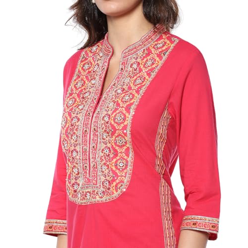 BIBA Women's Cotton Kurta Sets (SKDEARTAL9949AW24PNK_Pink