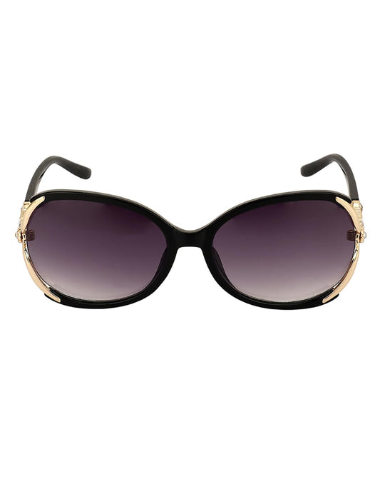 Carlton London Premium Black & Gold Toned UV Protected Lens Oversized Sunglass for women