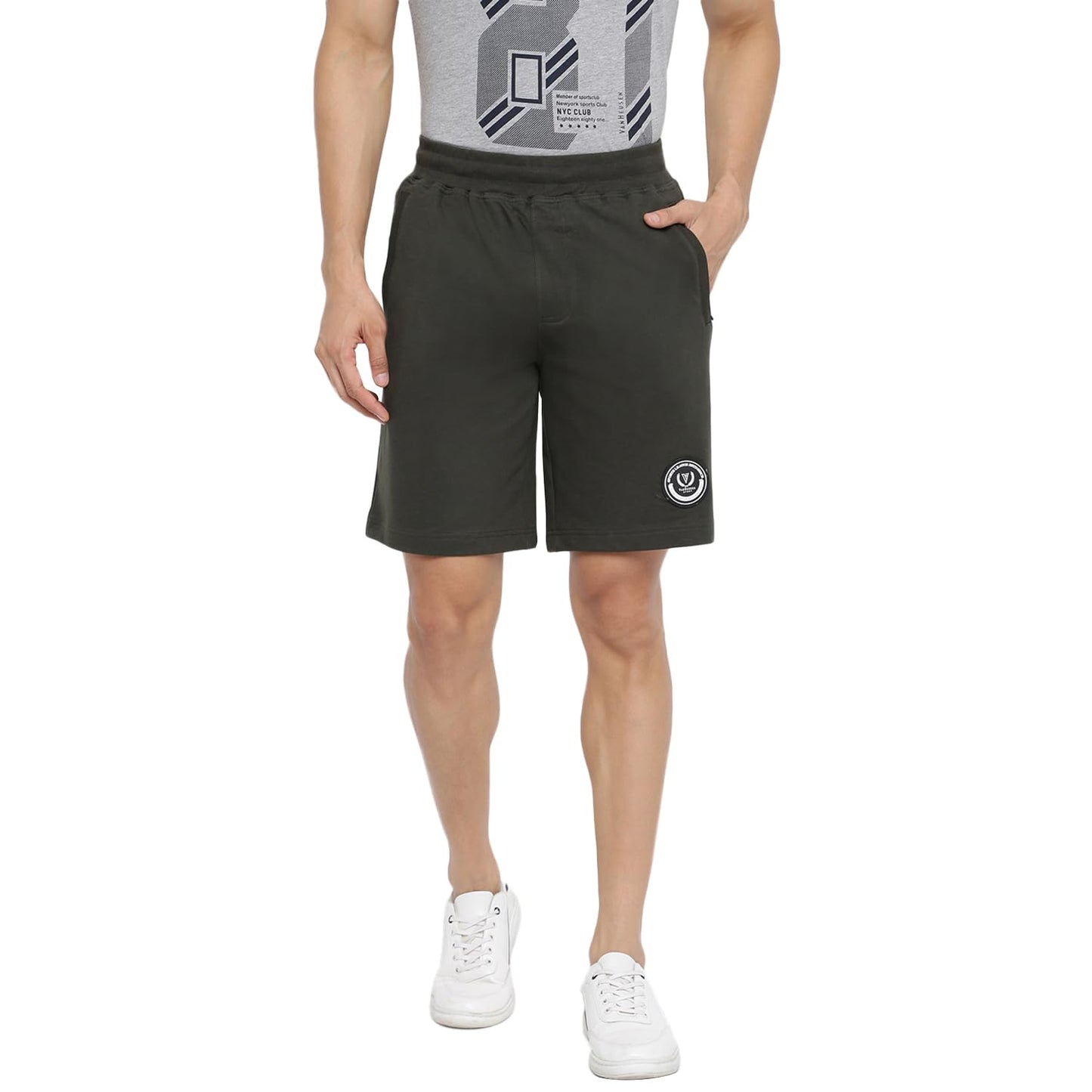 Van Heusen Men's Shorts (70014_Moss Green_XL)