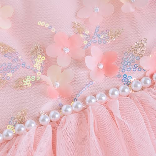 Hopscotch Girls Pink Short Sleeves Sequin Embellished Dress for Age (6-7 Years)