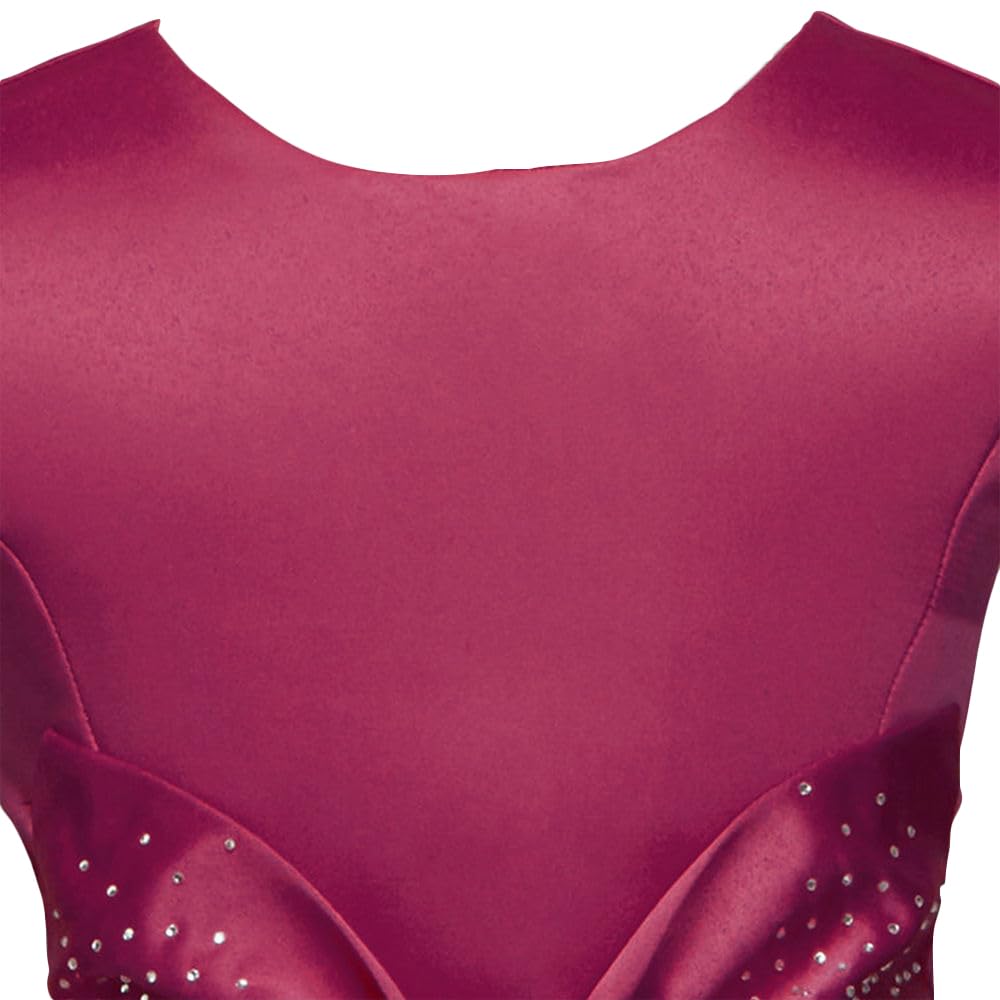 Hopscotch Girls Knee Length Party Fit And Flare Dresses in Burgundy Color for Ages (3-4 Years)