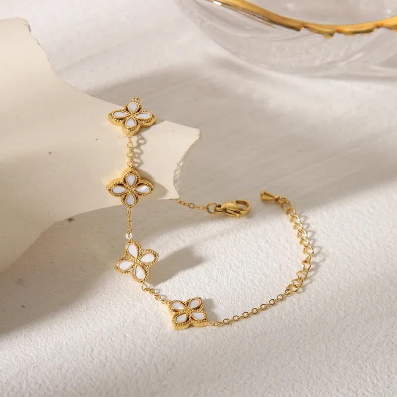 TAKSH LUXE Virgo Classic Acrylic, Zircon Stainless Steel, 18k Gold Plated Stylish Bracelet for Women