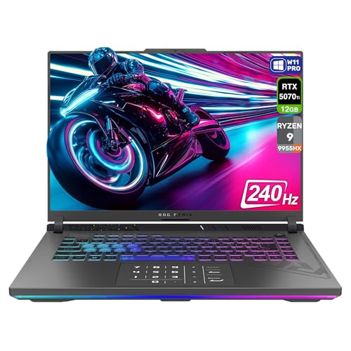 ASUS ROG Strix G16 Gaming Laptop, AMD Ryzen 9-9955HX, 64 GB DDR5 RAM, 4 TB PCIe SSD, 16" 2.5K (2560x1600) Display, Nvidia G-Force RTX 5070Ti, Backlit Chiclet Keyboard RGB, W11 Pro, Eclipse Gray