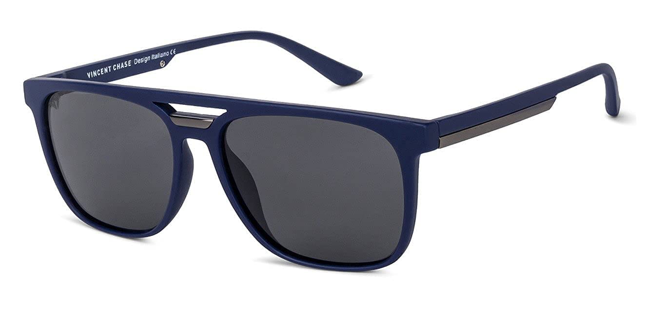 VINCENT CHASE EYEWEAR By Lenskart|Full Rim Square Branded Latest And Stylish Sunglasses|Polarized And 100% Uv Protected|Men & Women|Large|Vc S12644, Blue