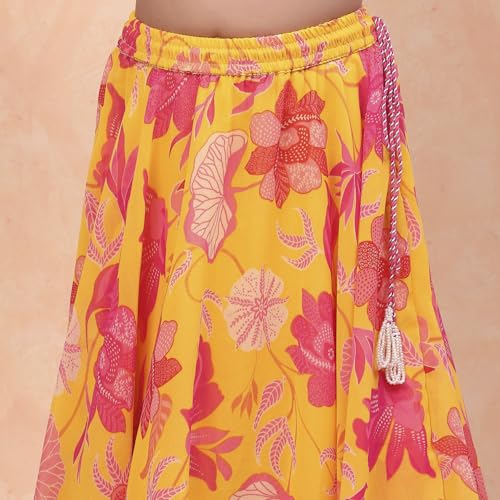 Biba Girls Yellow Polyester Printed Flared Lehenga Set_2-3Y