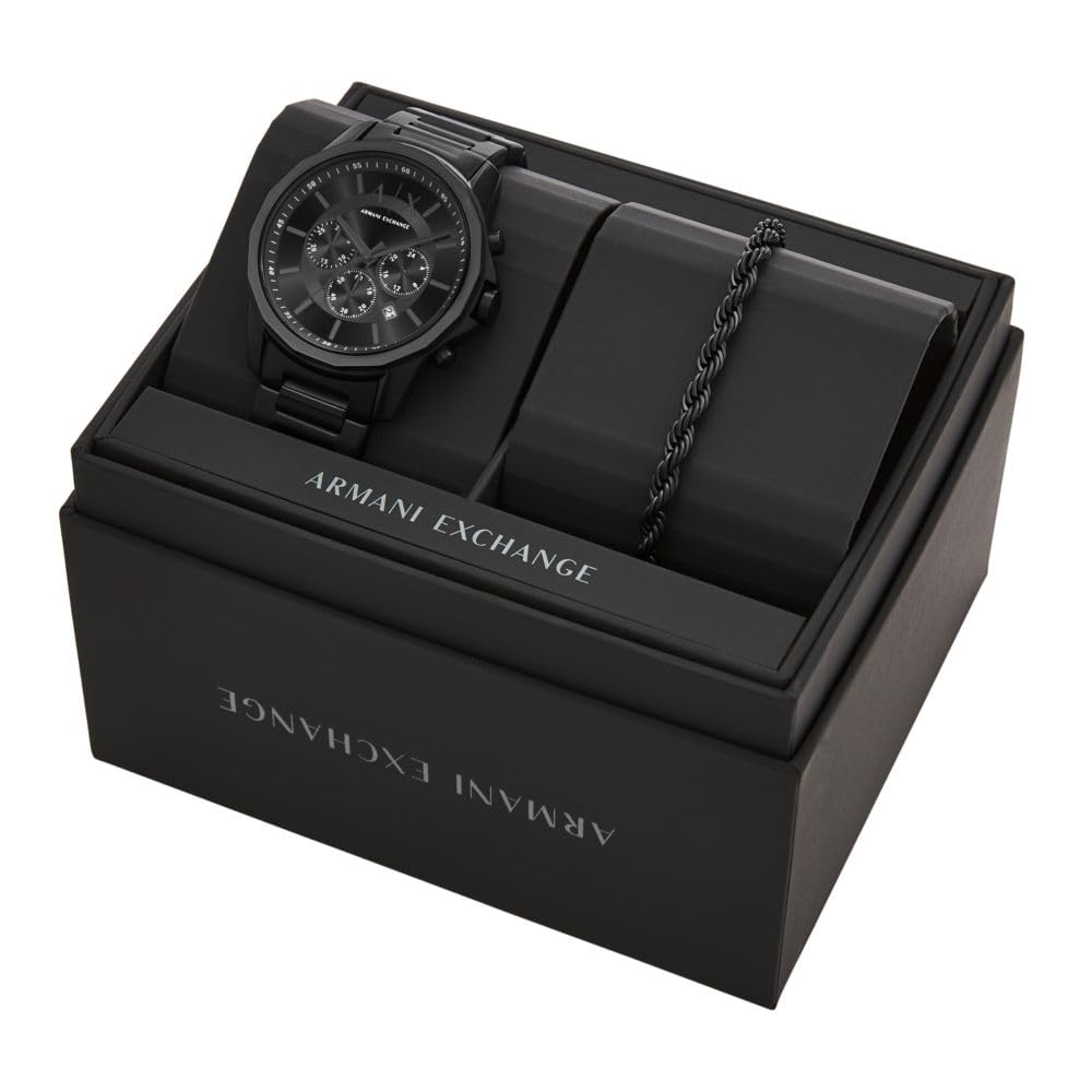 Armani Exchange Analog Black Dial Men's Stainless Steel Watch-AX7163Set