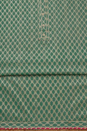 Soch Womens Teal Green Chanderi Zari Woven Unstitch Dress Material With Zari Woven