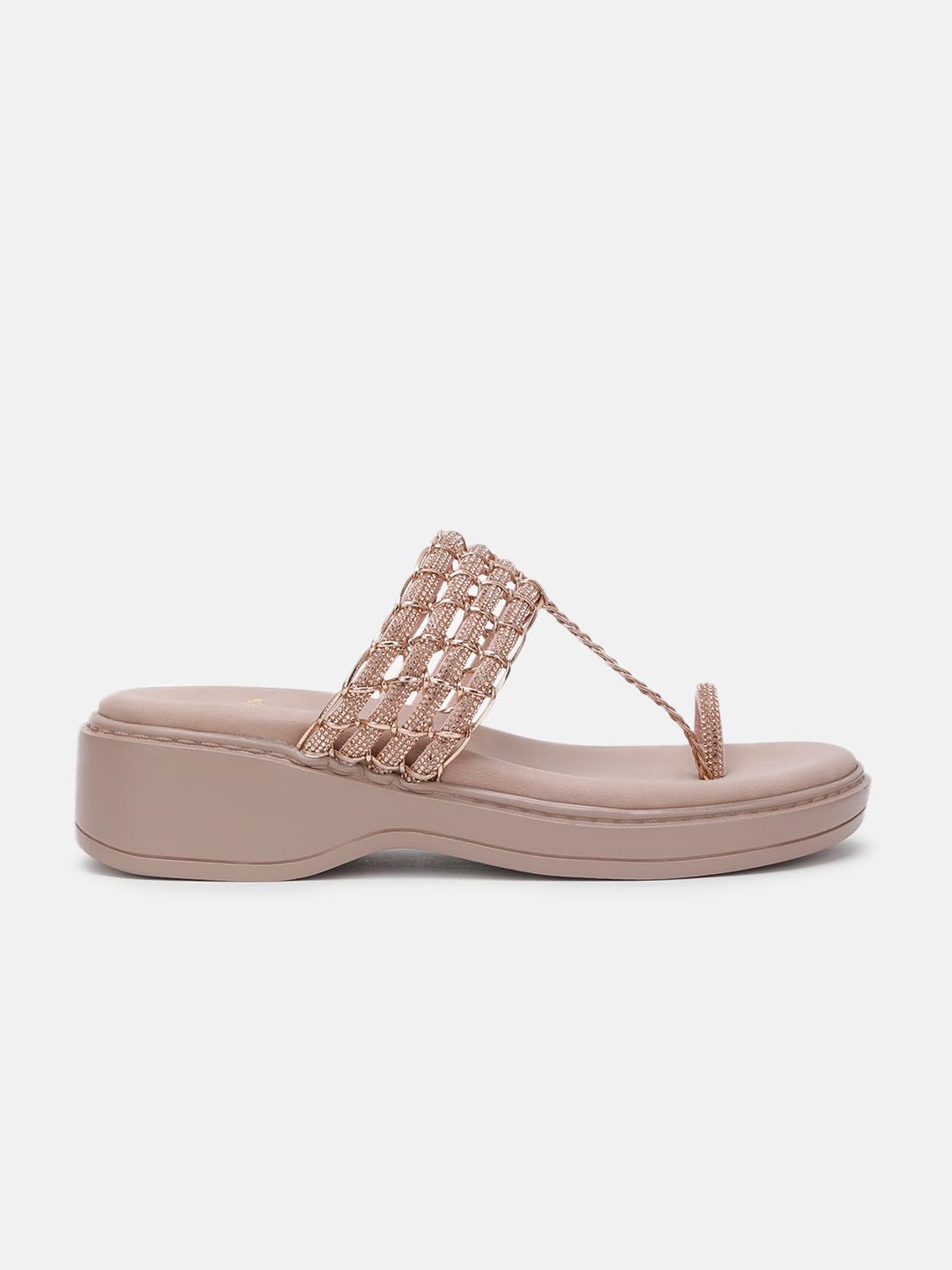 Marc Loire Women's Bow Embellished Slip-On Platform Heel Fashion Sandal for All Occasion (Rose Gold, 6)