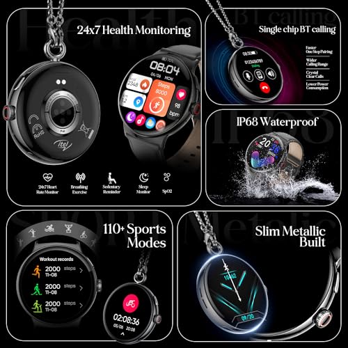 itel Unicorn Smartwartch with Single chip BT Calling, 1.43" AMOLED Display, 500 Nits Brightness, Rotating Crown, IP68 Waterproof, 200+ Watch Faces, 100% Charging Approx 70 mins (Dark Chrome)