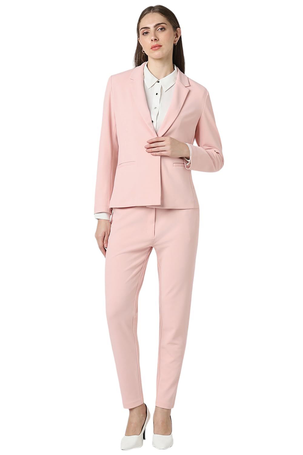 Van Heusen Women's Regular Fit Single Breasted Blazer VWKZFRGB096571_Peach