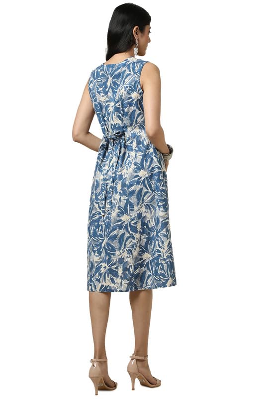 Soch Womens Beige Cotton Slub Floral Print Dress