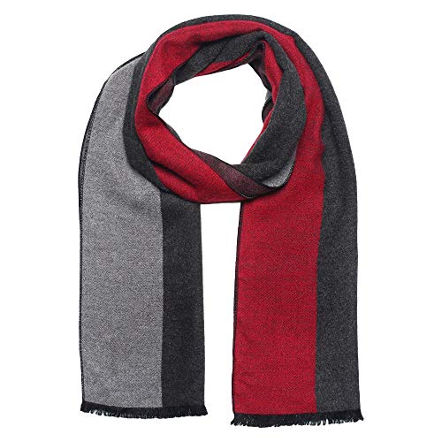 MUFFLY Woven Reversible Printed Men's Wool & Acrylic Warm Men Muffler Cashmere Solid Winter Wear Wraps Muffler/Scarves (Red Black)