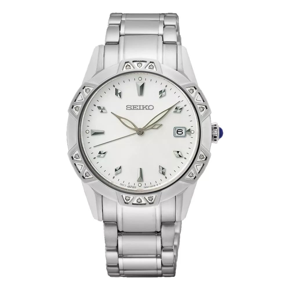 Seiko Stainless Steel Analogue White Dial Women Watch-Skk727P1, Bandcolor-Silver