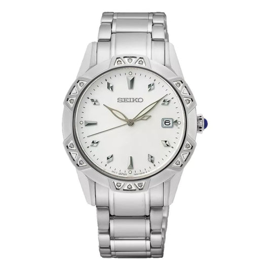 Seiko Stainless Steel Analogue White Dial Women Watch-Skk727P1, Bandcolor-Silver