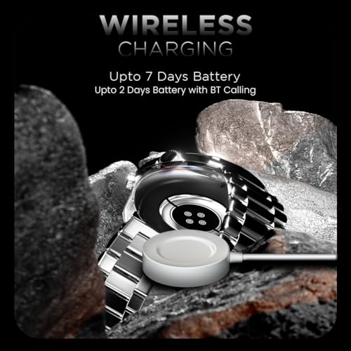 Fire-Boltt Legacy Luxury Round Smart Watch 1.43″ Super AMOLED,Bluetooth Calling,Wireless Charging,Voice Assistant,SpO₂ & Heart Rate Monitor,110+ Sports Modes,Metal Smart Watch for Men & Women - Silver
