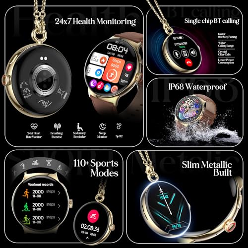 itel Unicorn Smartwartch with Single chip BT Calling, 1.43" AMOLED Display, 500 Nits Brightness, Rotating Crown, IP68 Waterproof, 200+ Watch Faces, 100% Charging Approx 70 mins (Champagne Gold)