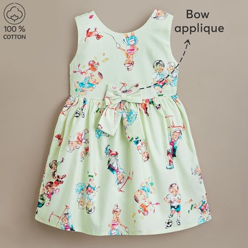 Hopscotch Girls Green Sleeveless Casual Dress for Ages (9-10 Years)