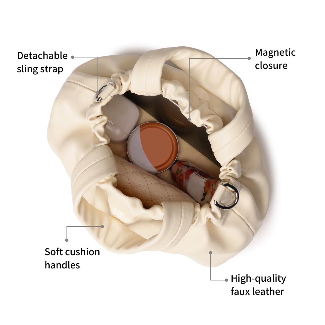 Fastrack Ruched Sling Bag for Women | Compact Faux Leather Crossbody with Detachable Chain Strap, Magnet Closure and Inner Pockets | Minimalist Everyday Sling for Casual and Evening Looks