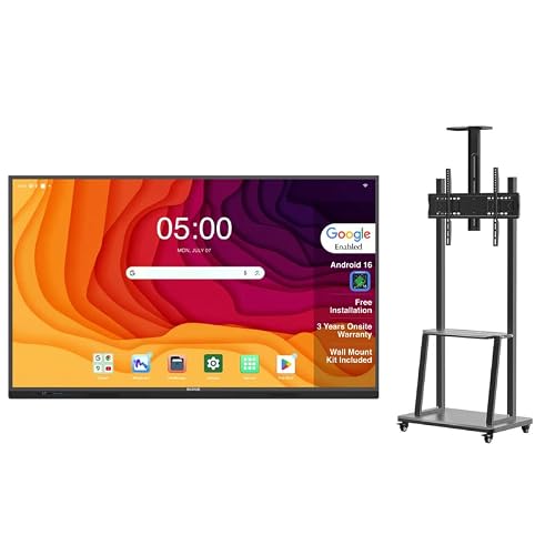 BIG VUE Pro 75 inch Android 16 Interactive Television + Stand | 4K UHD AI Enabled EDLA Flat Panel Digital Board | Ultra Octa-Core Processor | 8GB RAM + 128GB ROM | Zero Bonding for Teaching & Business