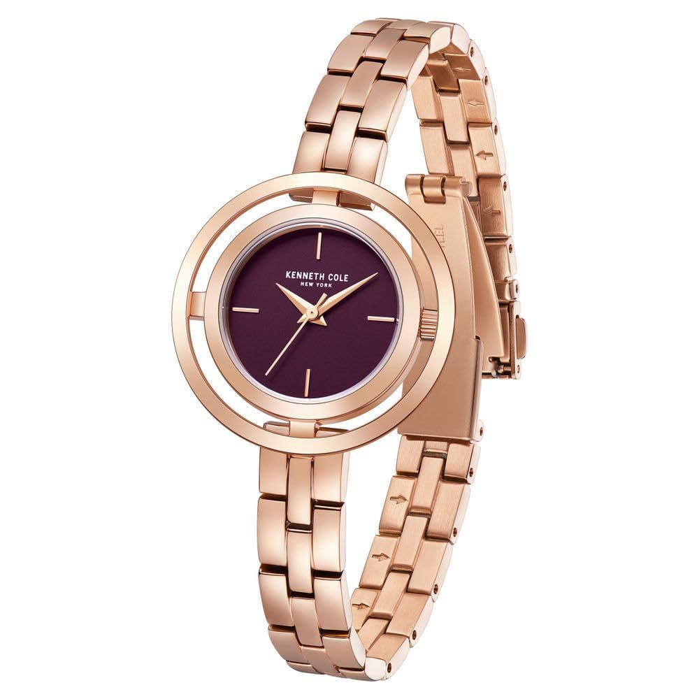 Kenneth Cole Quartz Analog Purple Dial Stainless Steel Strap Watch for Women-KCWLG2237102LD