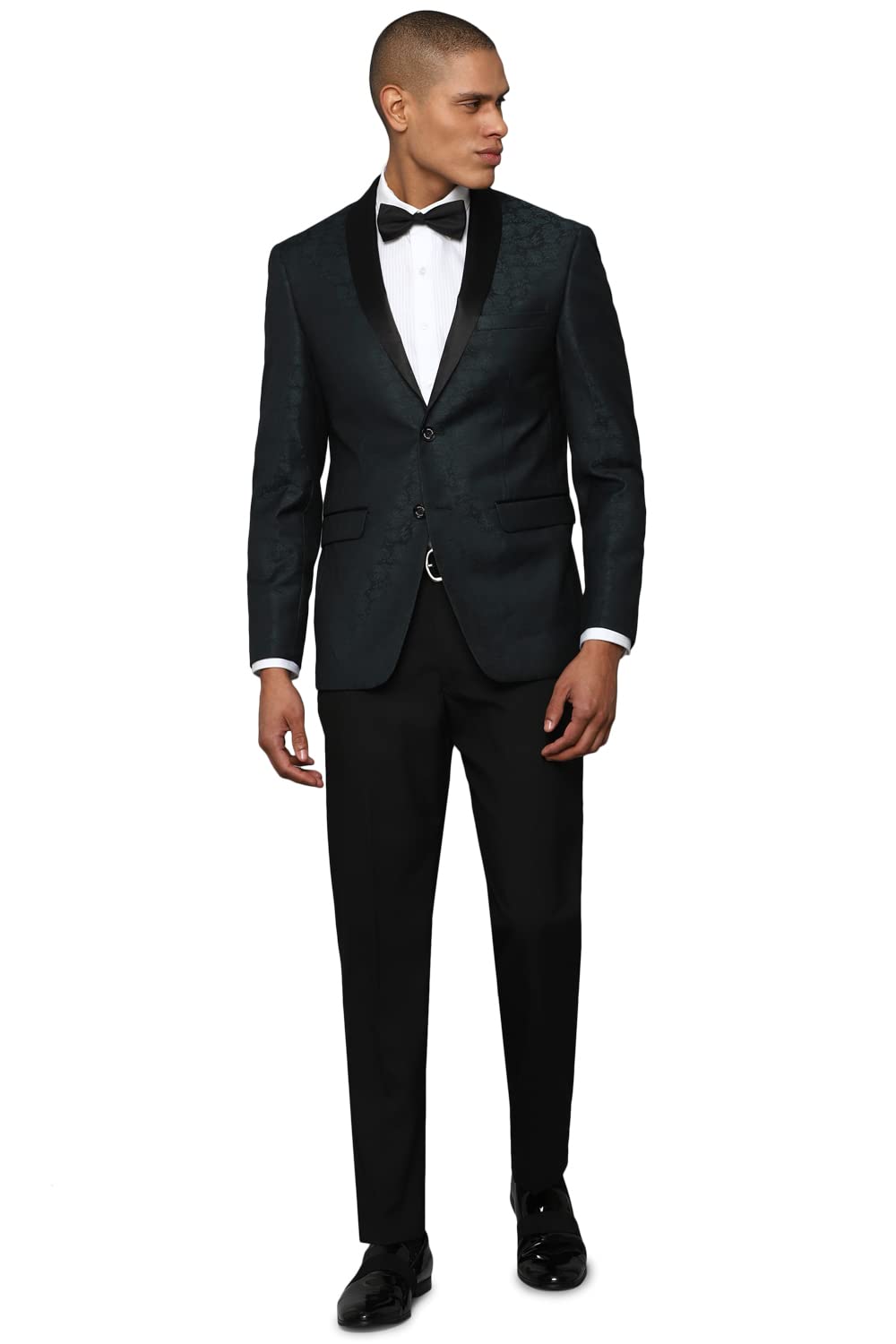 Allen Solly Jacquard Polyester Viscose Slim Fit Men's Jacket (Green, Size_36)