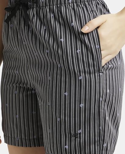 Jockey Women's Shorts with Side Pockets, Ultrasoft and Durable Waistband & Drawstring Closure RX15_Black_L