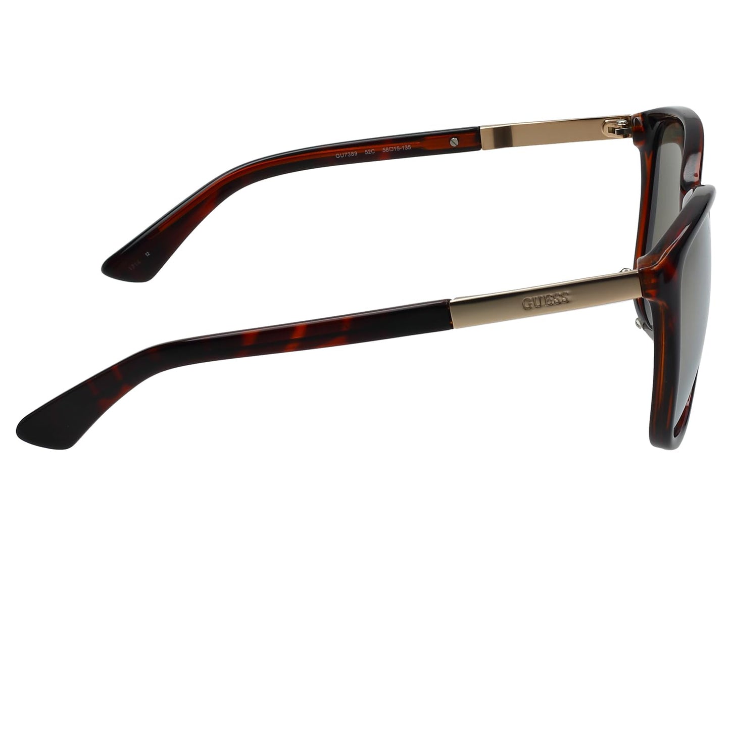 GUESS Women's Brown Oval 100% Uv Protection (Uv 400) Gold Reflector Mirror Lens Medium Non-Polarized Sunglasses - Gu7389 52C 58 S