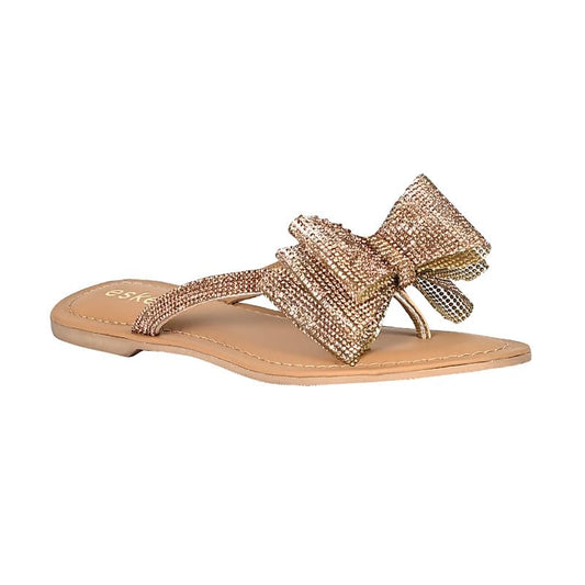 eske Elea Slip-On Women's Leather Sandal (Gold Glitter, 7)