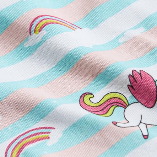 Hopscotch Girls Multi Short Sleeves 2-Pc Unicorn Cotton Overall Set For Ages(0-3 Months)