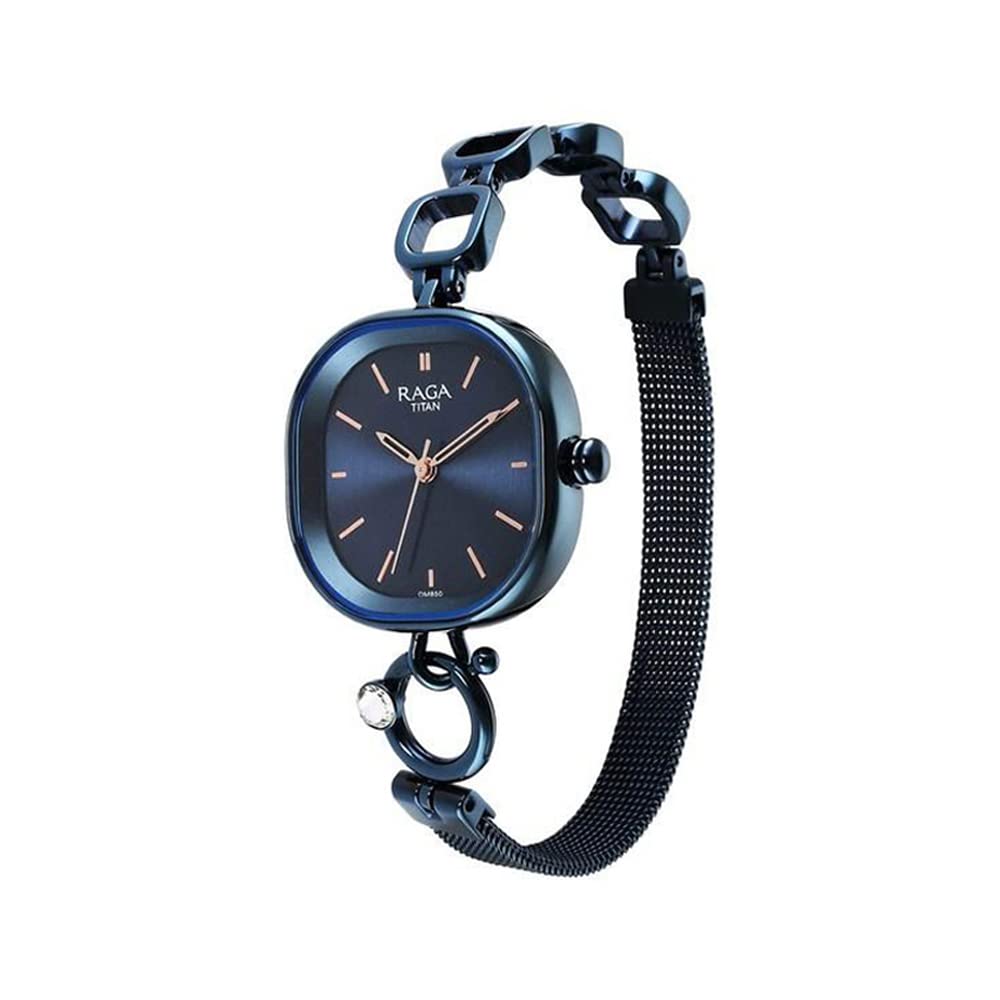 Titan Raga Delight Blue Dial Analog Metal Strap Watch for Women-NS2693QM01/NT2693QM01