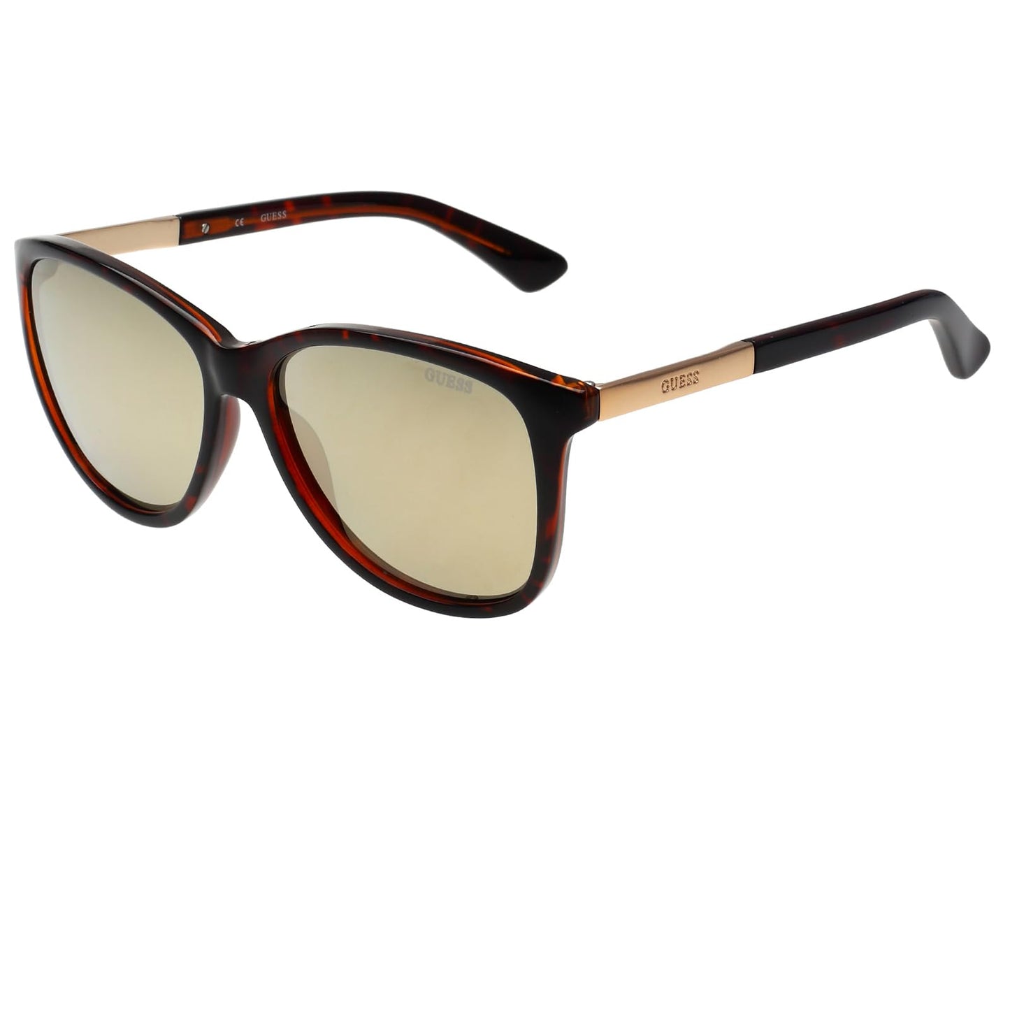 GUESS Women's Brown Oval 100% Uv Protection (Uv 400) Gold Reflector Mirror Lens Medium Non-Polarized Sunglasses - Gu7389 52C 58 S