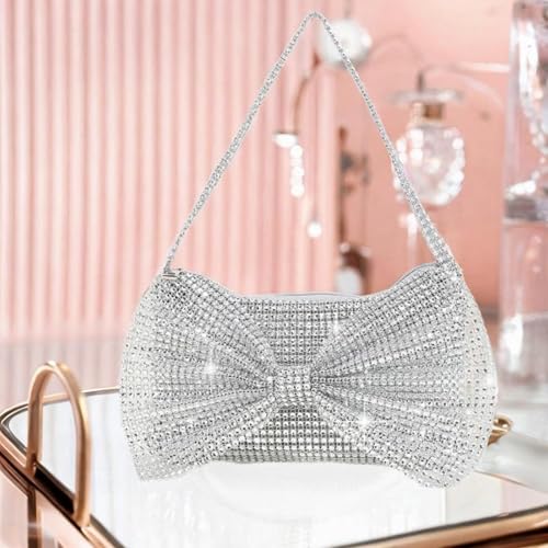 LOOM TREE Women Evening Clutch Bag Female Underarm Bag for Weddings Commuting Birthday Silver