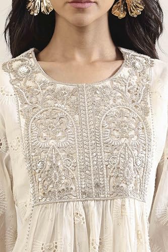 Biba Women Yellow Cotton Gathered Suit Set_34