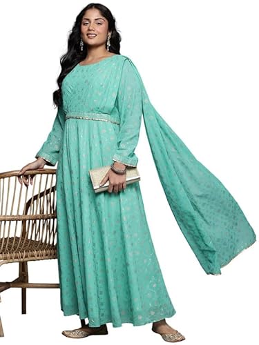 Ethnic Motifs Printed Sequence Detail Draped Maxi Dress