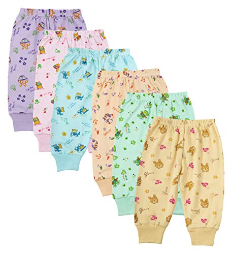 Dowin Cotton Solid Pajama for Baby Girl & Baby Boy Bottom Soft Regular Fit |Multicolour Printed (Rib, 3XL) Pack of -6