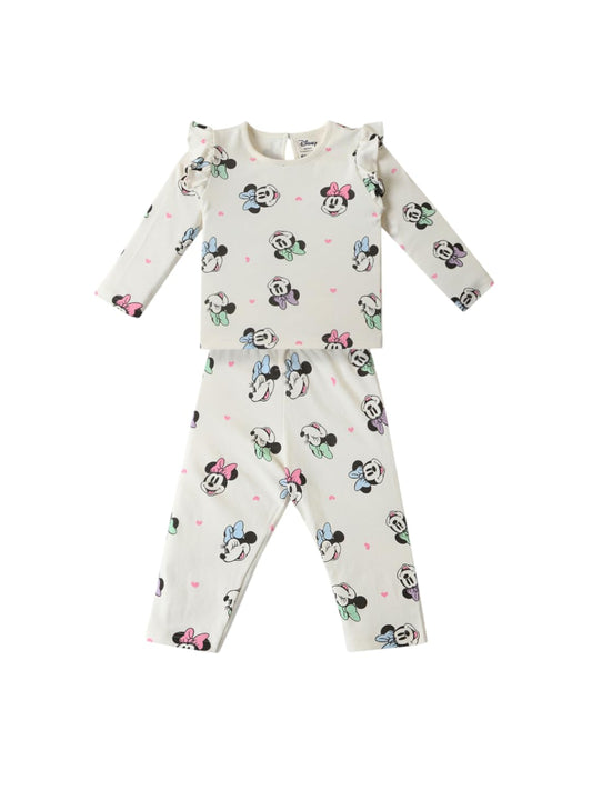 Nauti nati Girls Cotton Disney Printed T-shirt and Trackpant Co-ord Set