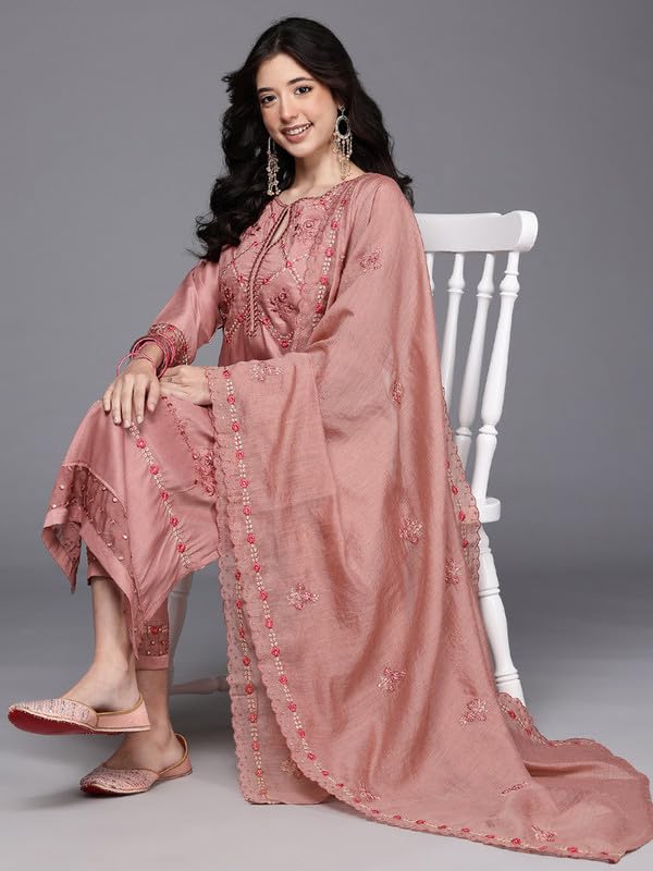 Ahalyaa Women's Silk Blend Kurta Set (GI-AHKUPNDU-COMBO-1135_Mauve