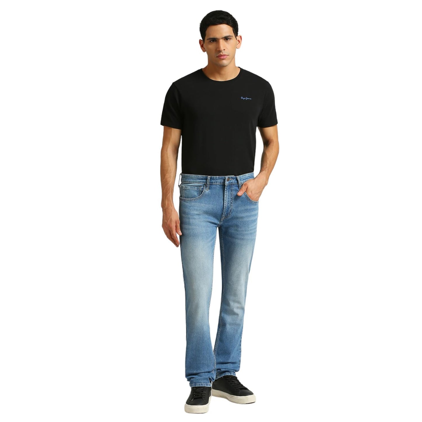 Pepe Jeans Men's Mid Rise Slim Fit Jeans Light Indigo Blue