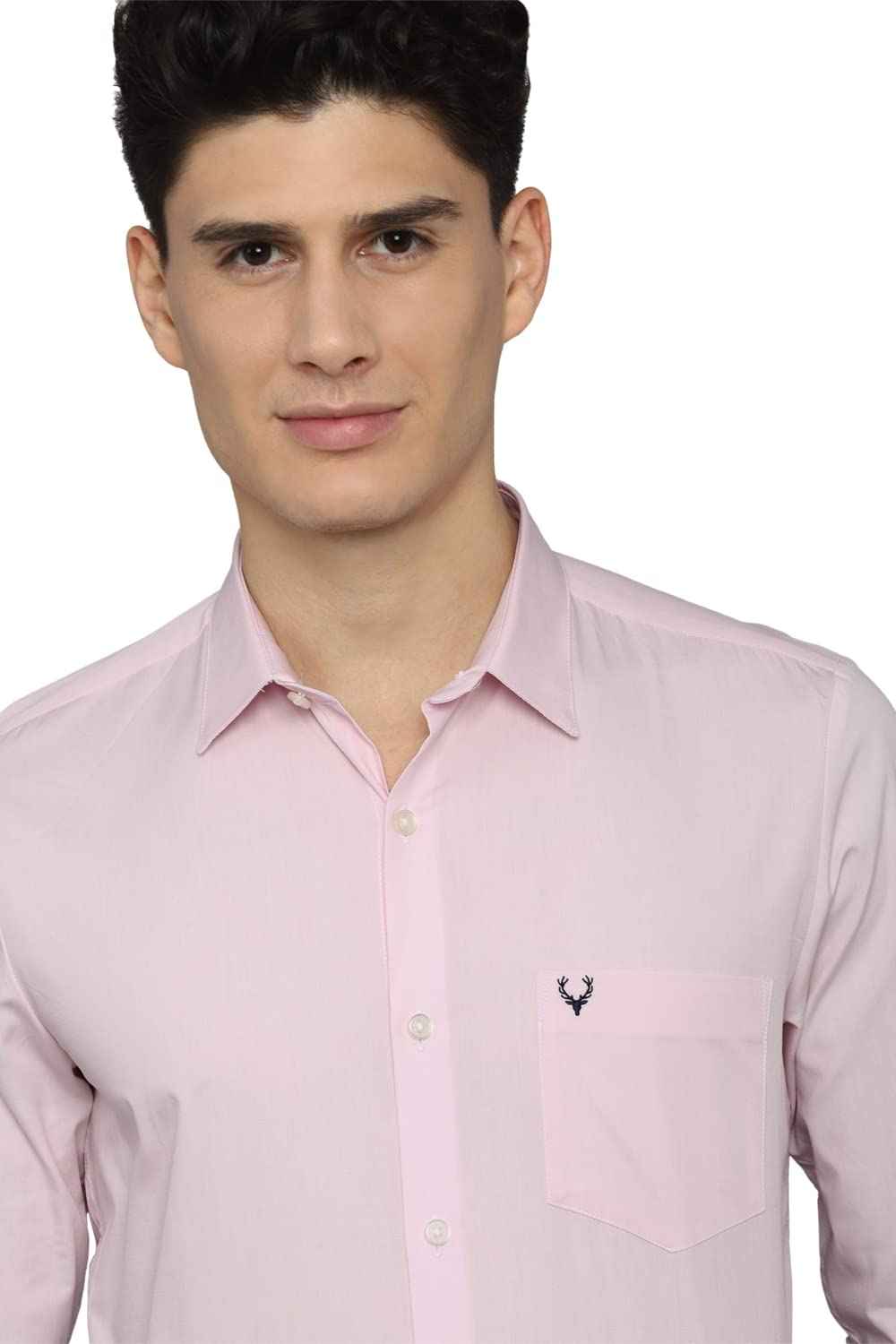 Allen Solly Men's Solid Regular Fit Shirt (ASSFQMOBR94155_Pink 42)