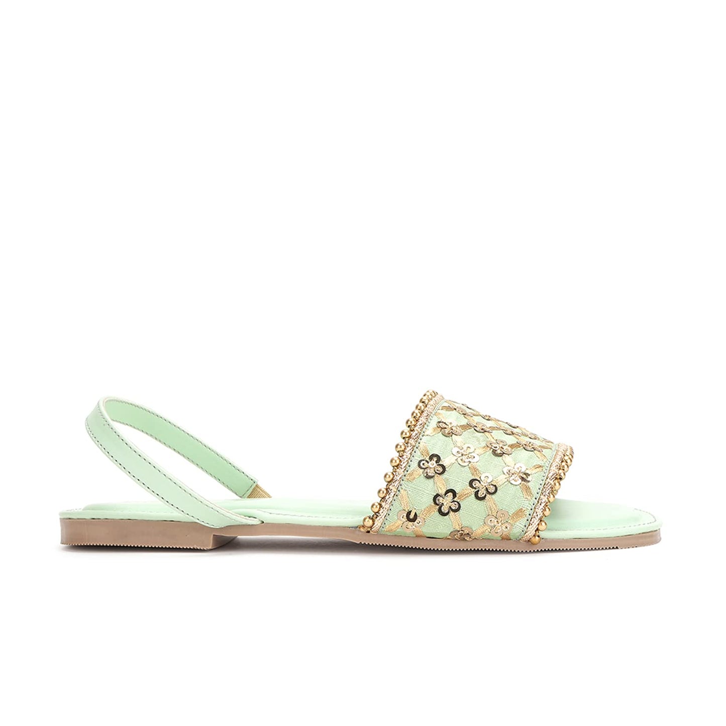 Marc Loire Women Soft Comfortable Green Embellished Flats,Size_8