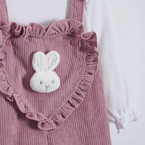 Hopscotch Girls Lavender Full Sleeves 2-Pc Bunny Applique Dungaree Set For Age (3-4 Years)