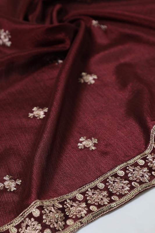 Soch Womens Maroon Embroidered Chinon Blend Gown with Sequins