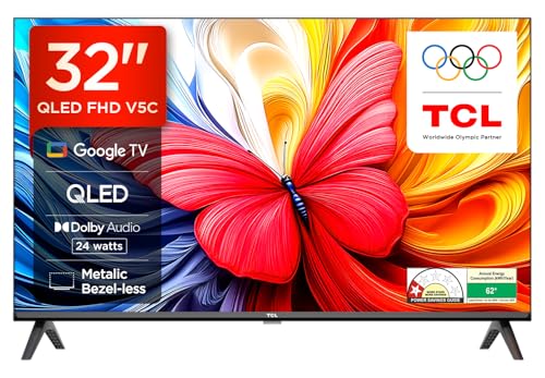 TCL 80 cms (32 inches) Smartchoice Full HD Smart QLED Google TV | Dolby Audio 24 watts | Ai Clarity | Metallic Bezel-Less | Multiple Viewing Mode | 32V5C