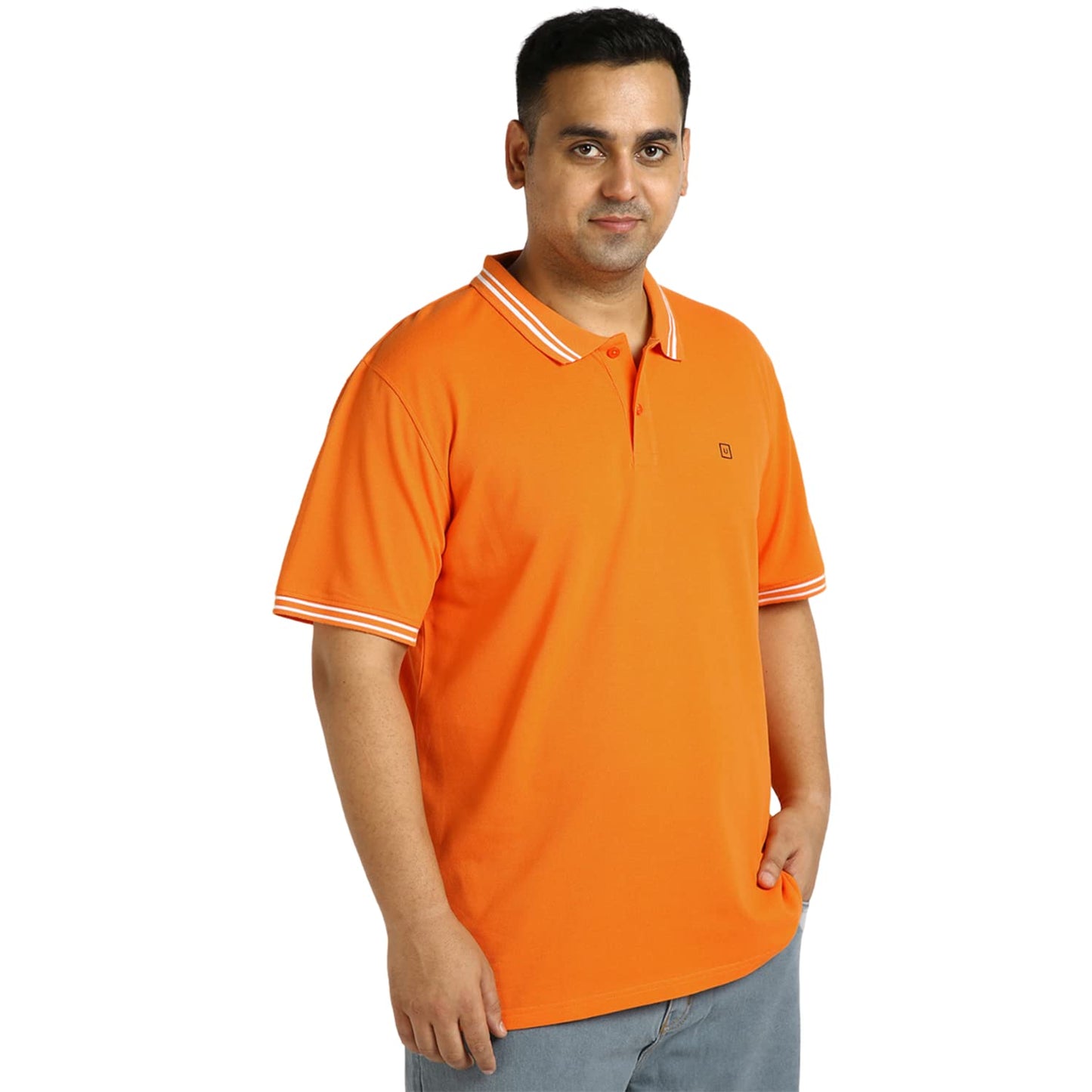Urbano Plus Men's Orange Solid Regular Fit Half Sleeve Cotton Polo T-Shirt (pluspolosolp-033-orange-3xl)